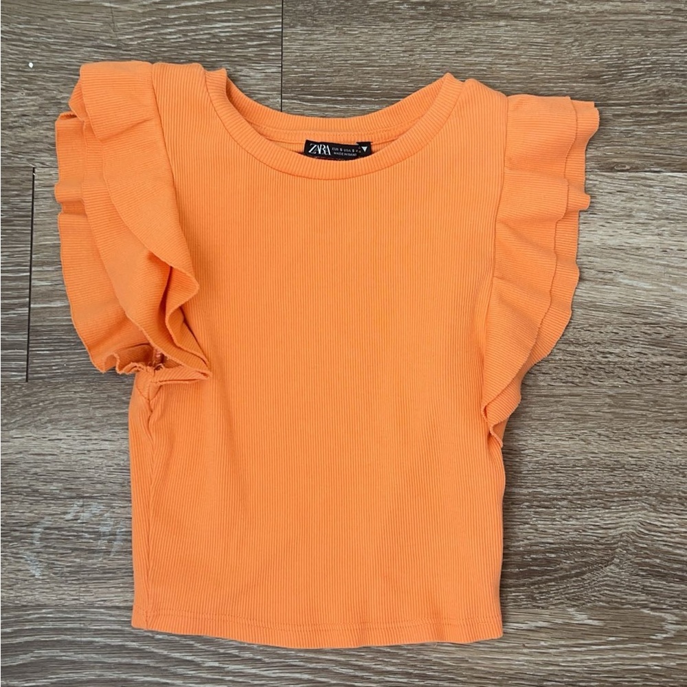 Zara ruffled top. size small. orange